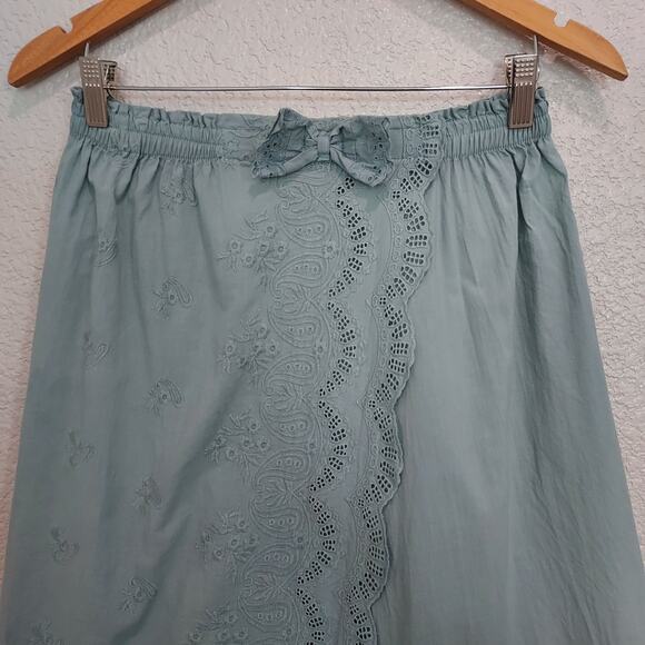 Eline Eyelet Light Chambray Maxi Ruffle Skirt - Picture 2 of 8